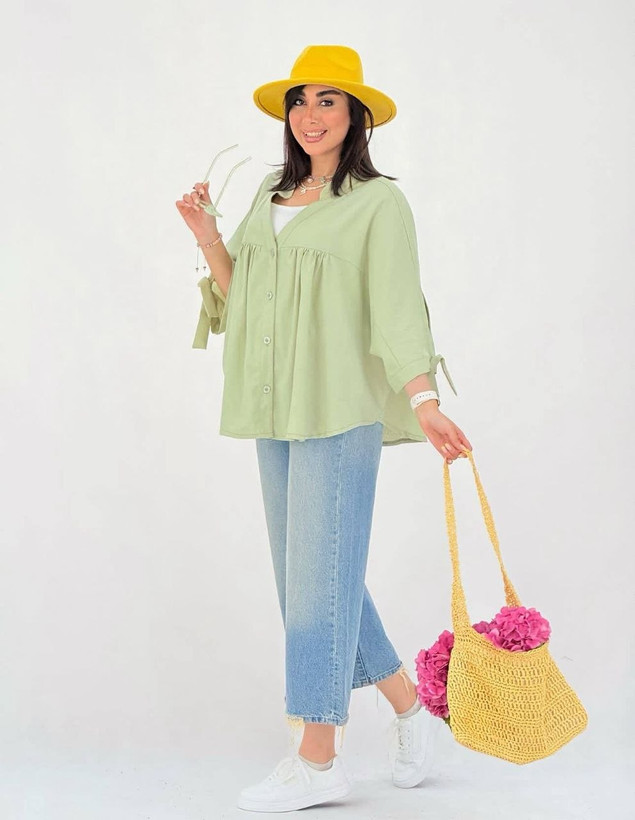 شومیز چین دار زنانه پنبه کریستالی