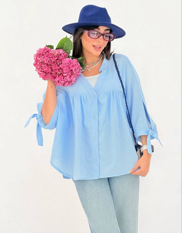 شومیز چین دار زنانه پنبه کریستالی