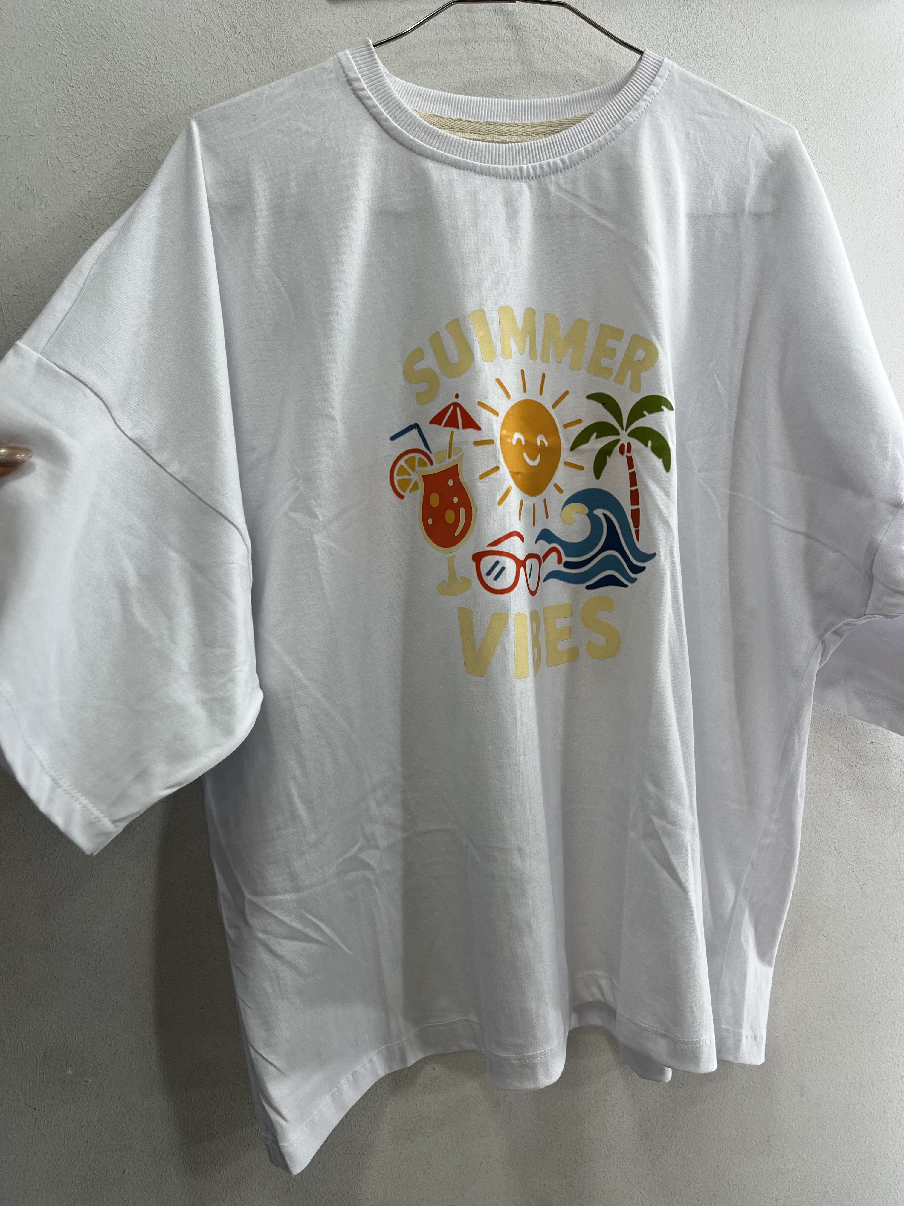 تیشرت نخ پنبه باکسی طرح summer